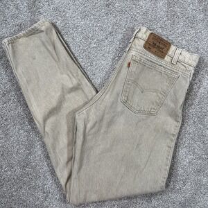 Vintage‎ Levi's 550 Relaxed Fit Jeans Khaki Tan Made in USA W36 L34 Orange Tab